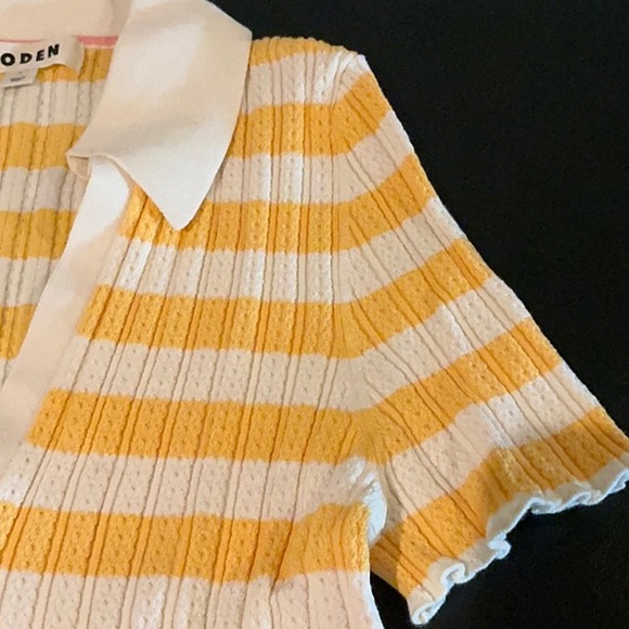 NWOT. Boden Striped V-Neck Knit Top - Picture 5 of 6